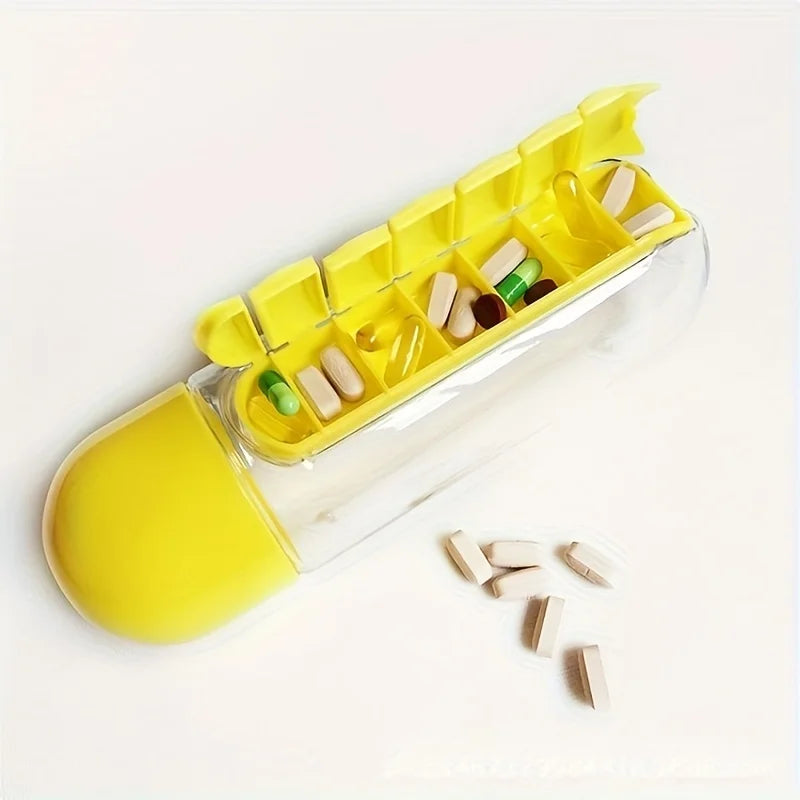 2-in-1 Sports Water Bottle with Built-In Pill Organizer – 600ml