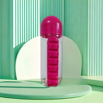 2-in-1 Sports Water Bottle with Built-In Pill Organizer – 600ml