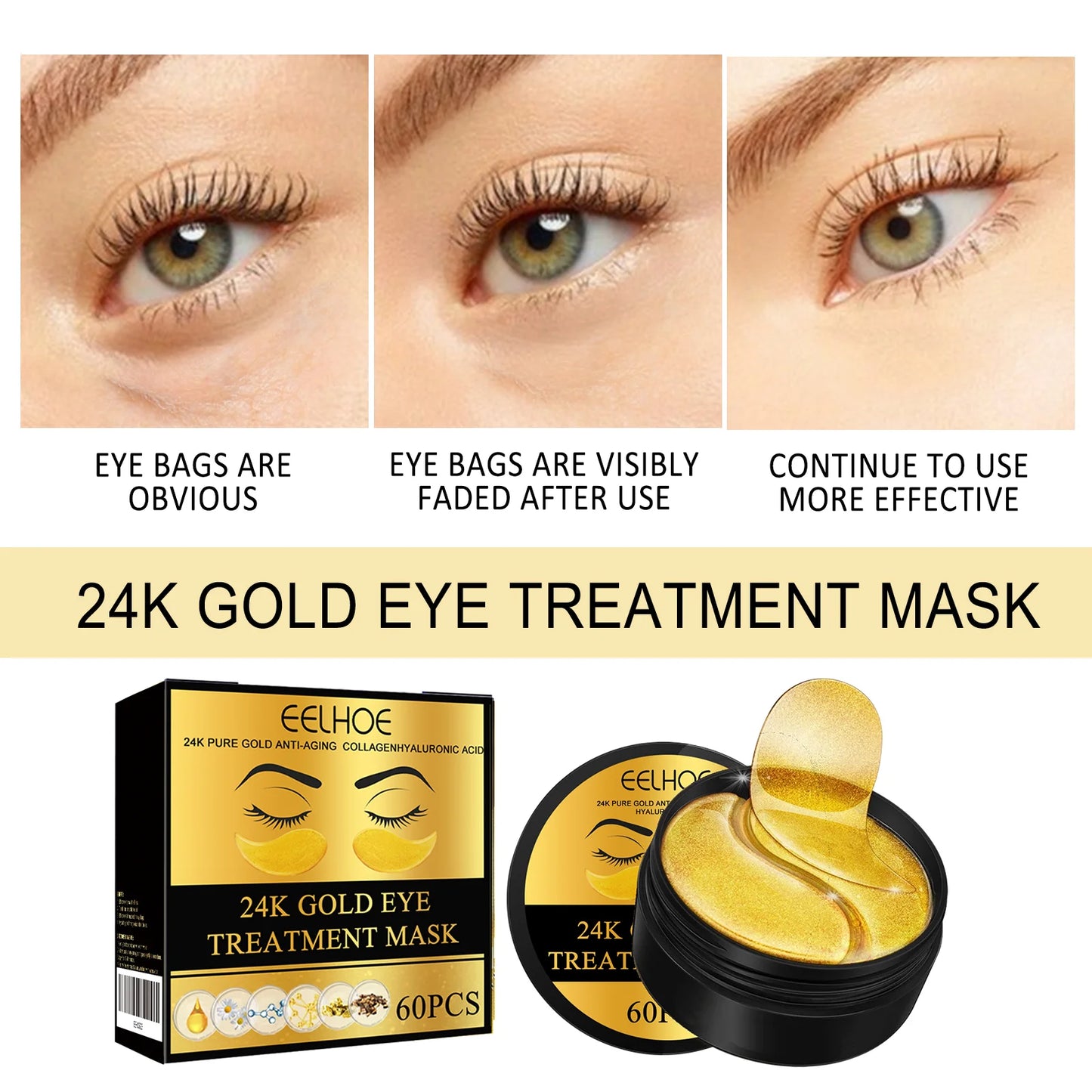 24k Gold Under Eye Patch 60pcs