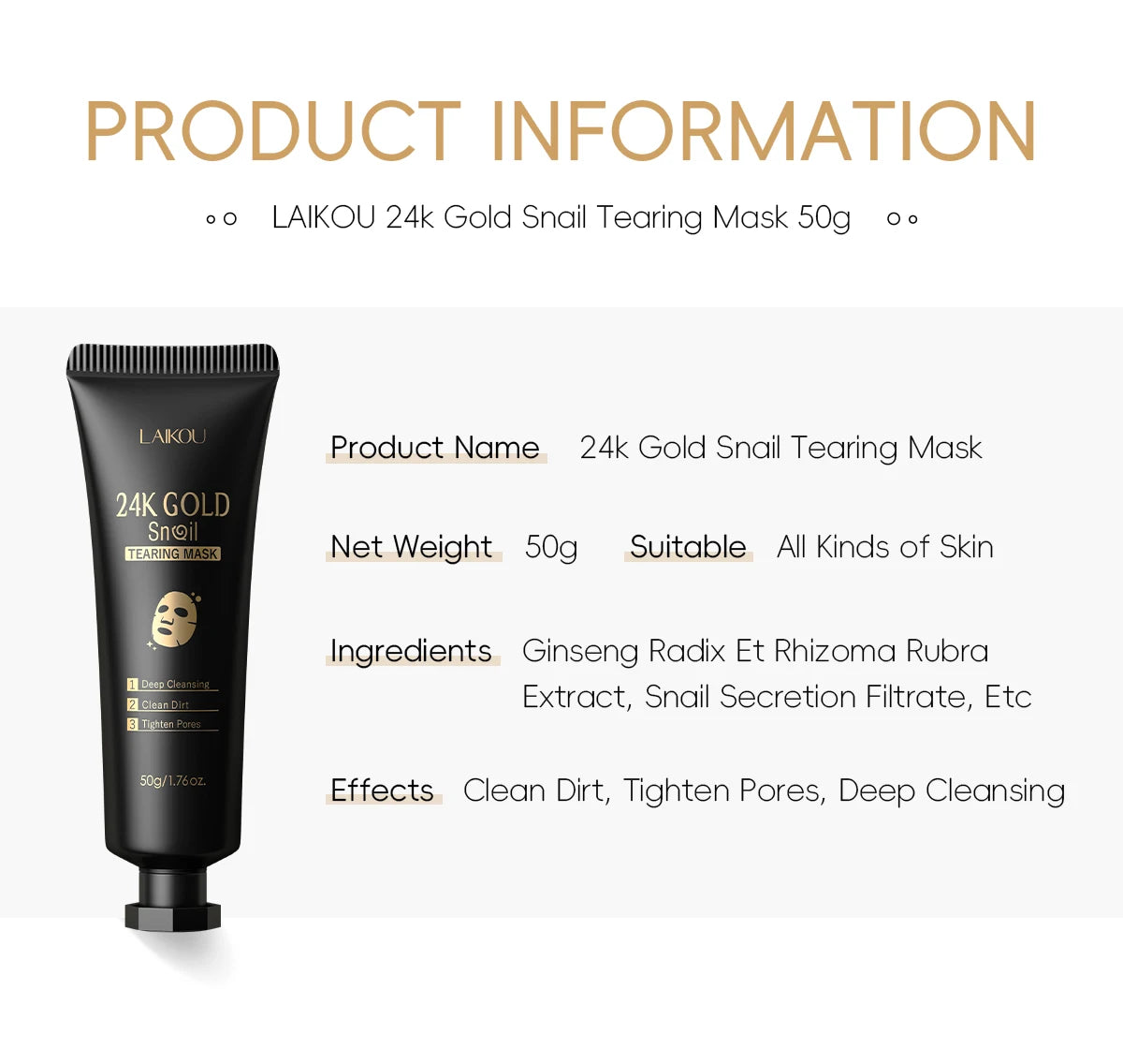 24K Gold Snail Deep Cleansing Peel-Off Mask