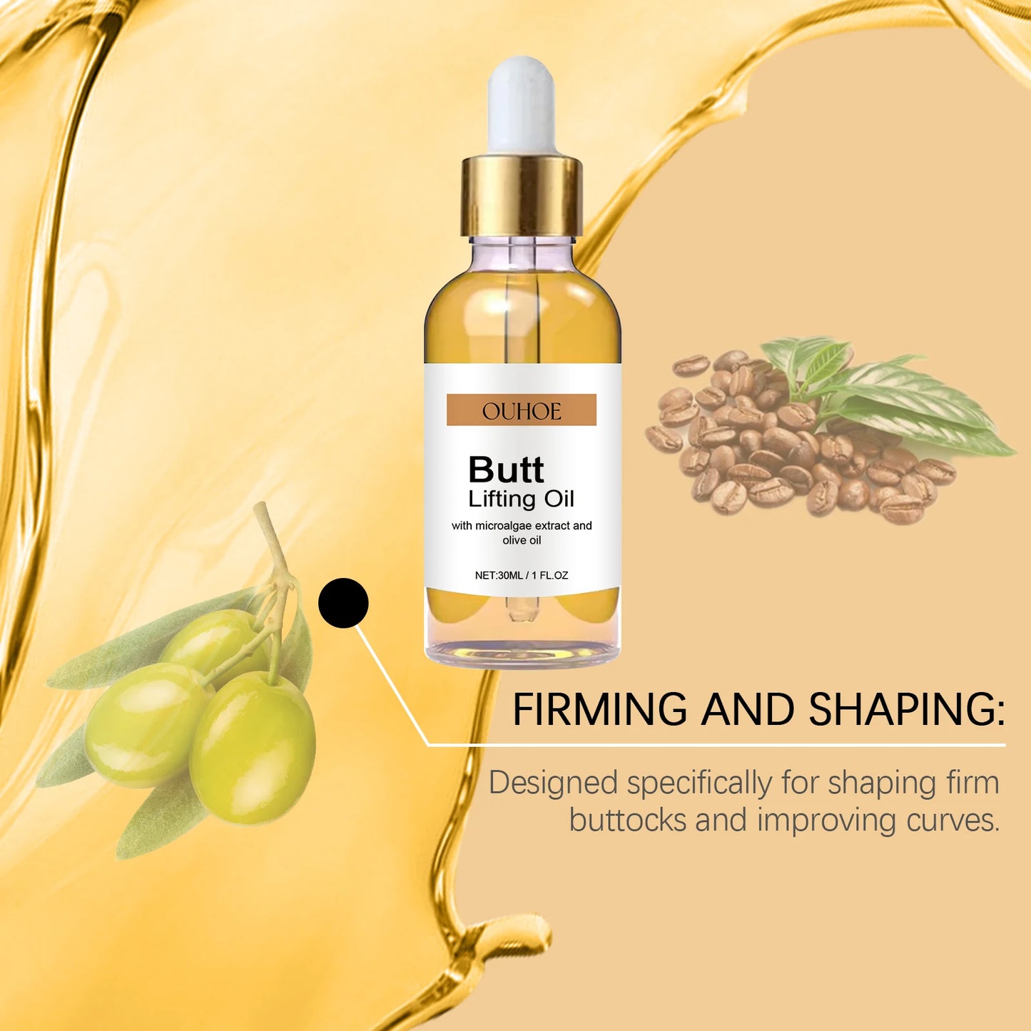 OUHOE Hip Lifting & Firming Body Oil – Tighten, Tone & Moisturize