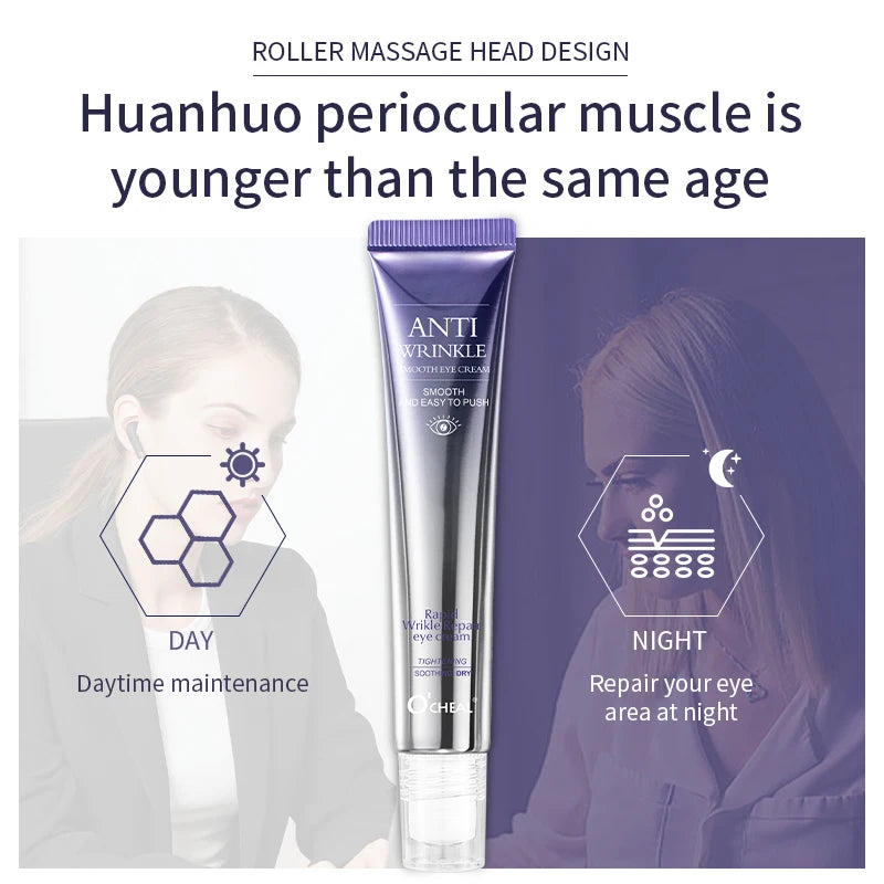 O'CHEAL Anti-Wrinkle & Dark Circle Eye Cream with Roller Massager