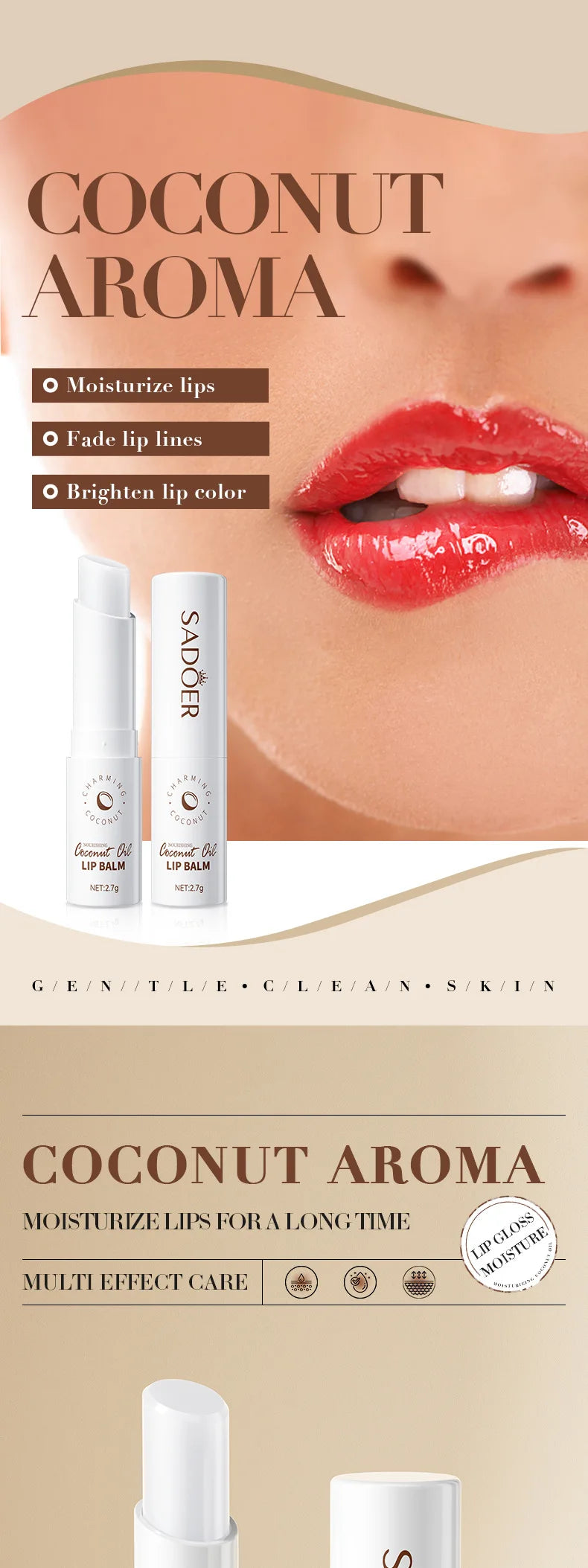 SADOER Coconut Lip Balm – Lasting Moisture & Nourishment