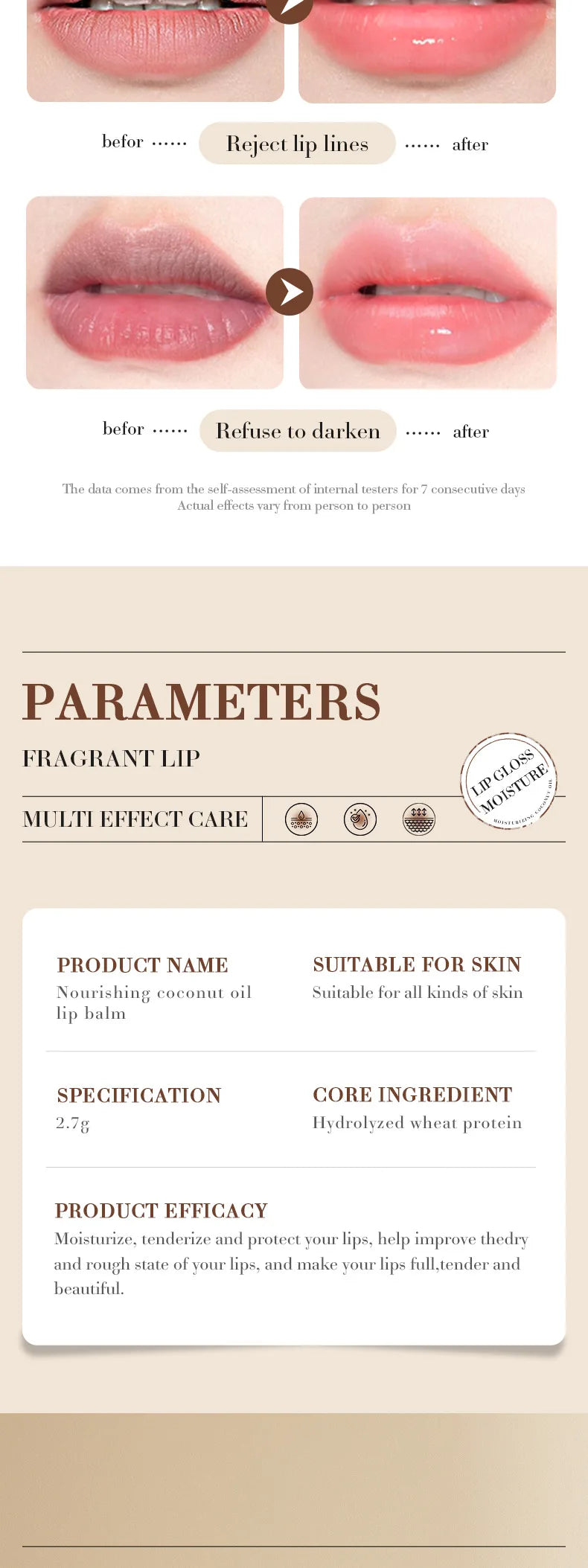 SADOER Coconut Lip Balm – Lasting Moisture & Nourishment