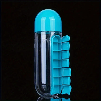 2-in-1 Sports Water Bottle with Built-In Pill Organizer – 600ml