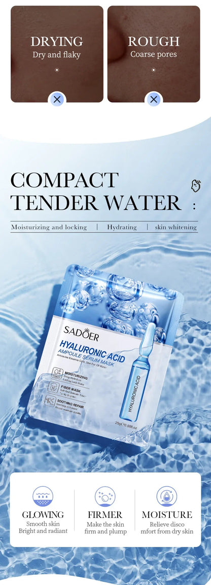 Hyaluronic Acid Facial Mask, Firming Hydrating Moisturizing Face Mask