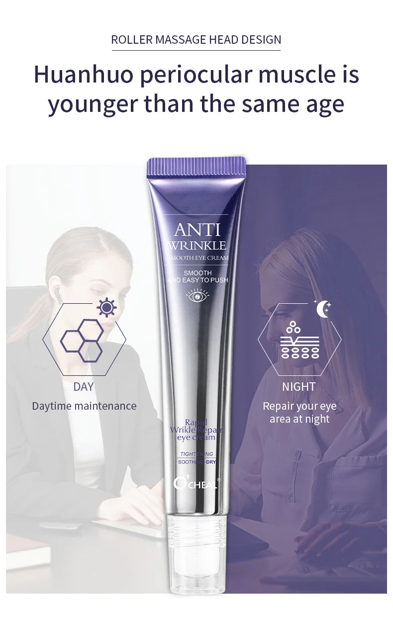 O'CHEAL Anti-Wrinkle & Dark Circle Eye Cream with Roller Massager